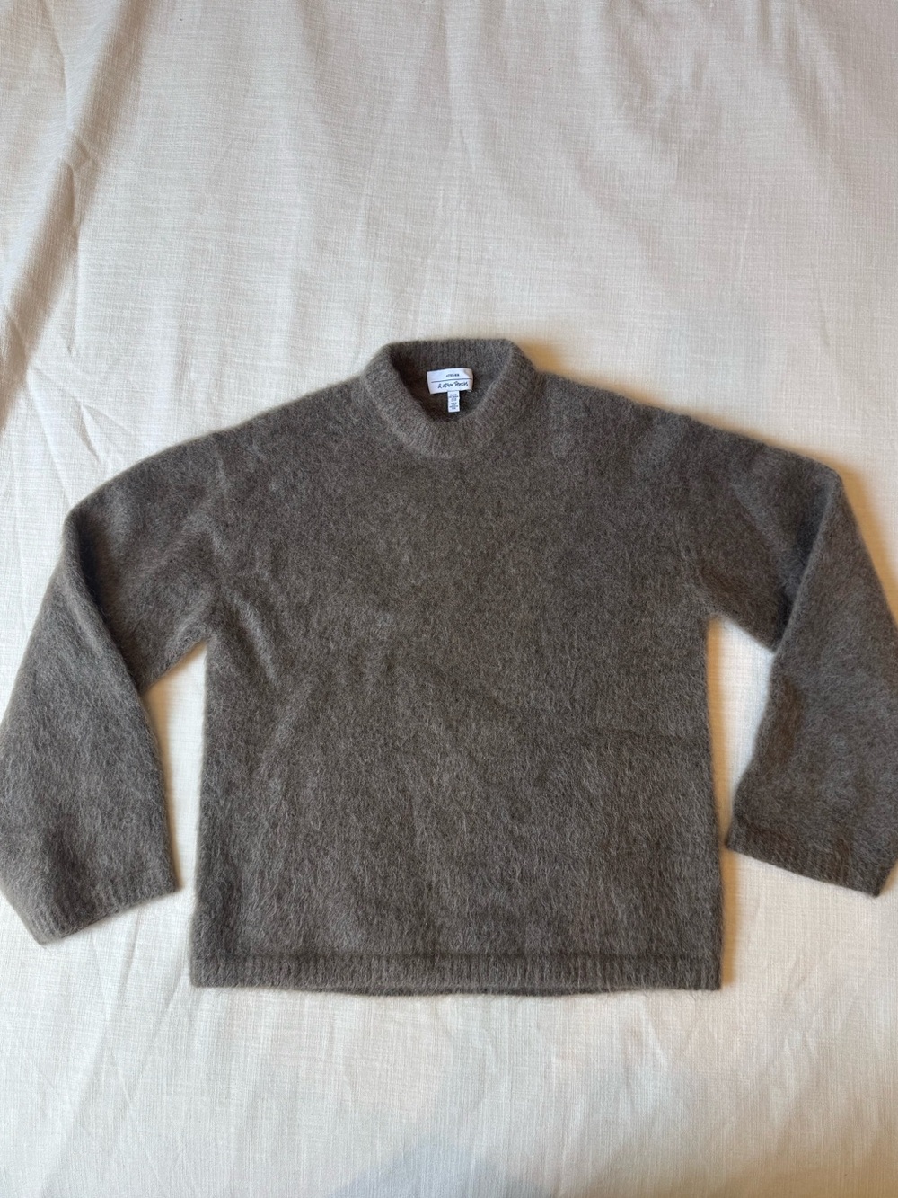 & Other Stories Taupe Brown Fuzzy Mohair Crewneck Sweater XS - Picture 3 of 5